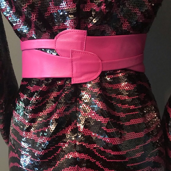 Stunning MICHEAL KORS pink / black zebra patterned sequin dress size s - Picture 2 of 10